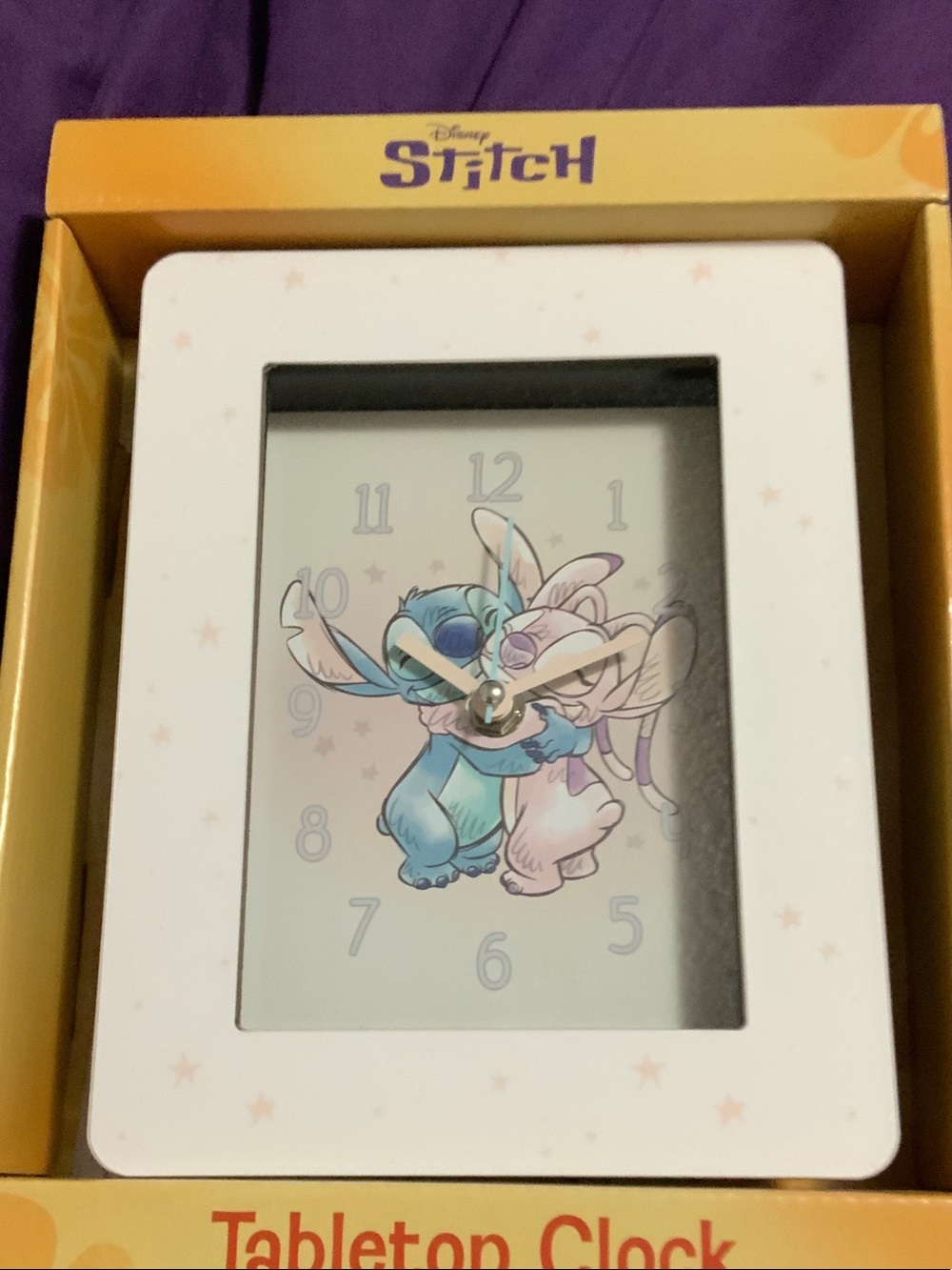 Disney Stitch White and Purple Tabletop Clock